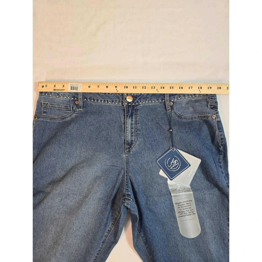 A3 Denim Skinny‎ Jeans Women's Size 20W Embellished Waist Blue Stretch New